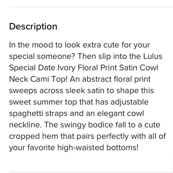 Lulus floral print cowl tank-medium-NWT - Picture 8 of 10